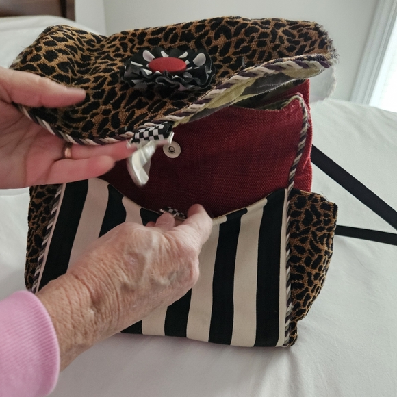 Silver Plum Handbag Purse/Backpack Bag Magnet Close Tassel Decor, EC - Picture 2 of 9